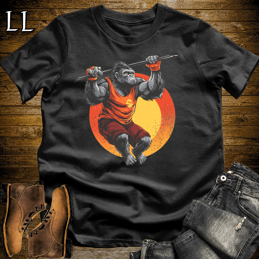 Gym Beast Pullup Orange Gorilla Black | Strength Training Tee