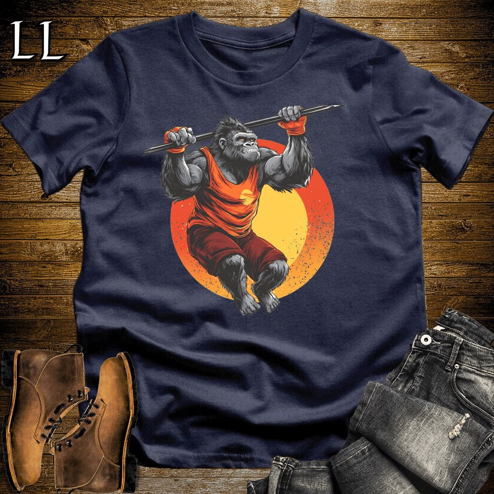 Gym Beast Pullup Orange Gorilla Navy | Strength Training Tee