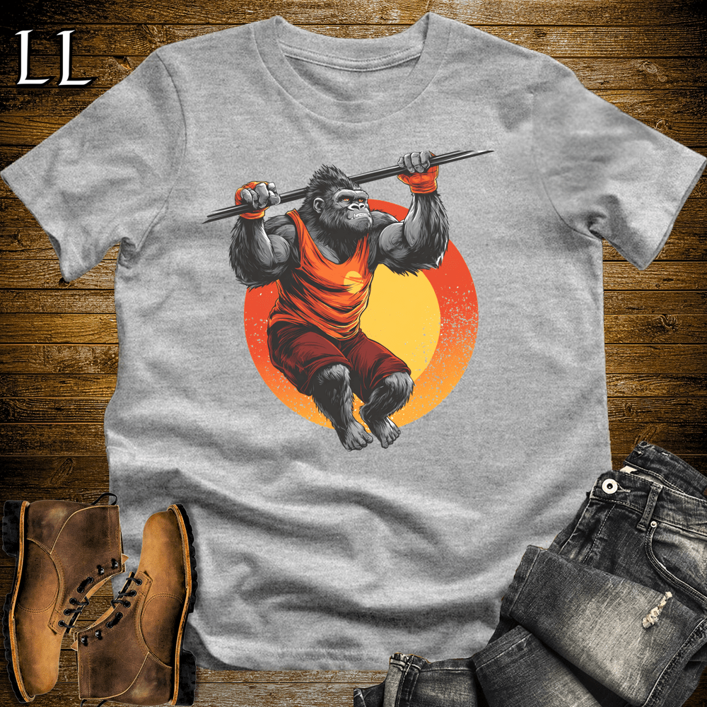 Gym Beast Pullup Orange Gorilla Sport Grey | Strength Training Tee