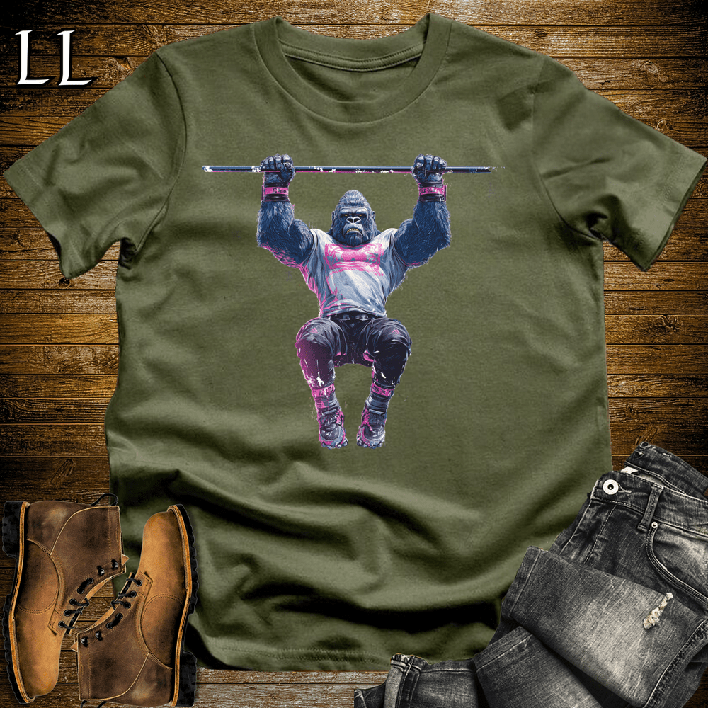 Gym Beast Pullup Pink Gorilla Military Green | Gym Beast Tee