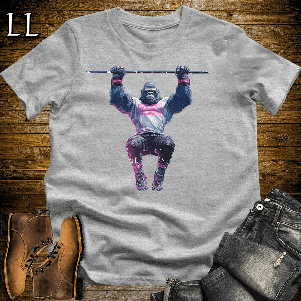 Gym Beast Pink Gorilla Pullup Sport Grey | Upper Body Tee