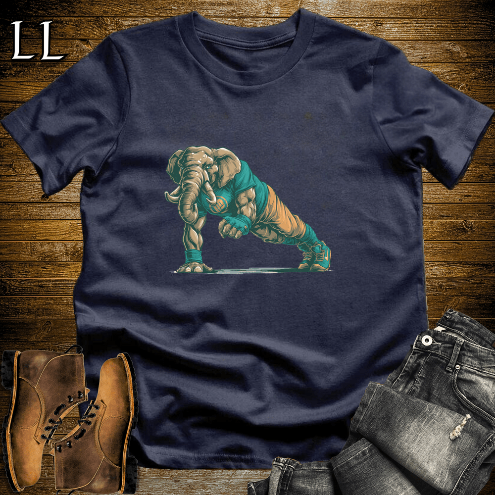 Gym Beast Pushup Aqua Elephant Navy | Pushup Aqua Elephant Gym Beast Tee