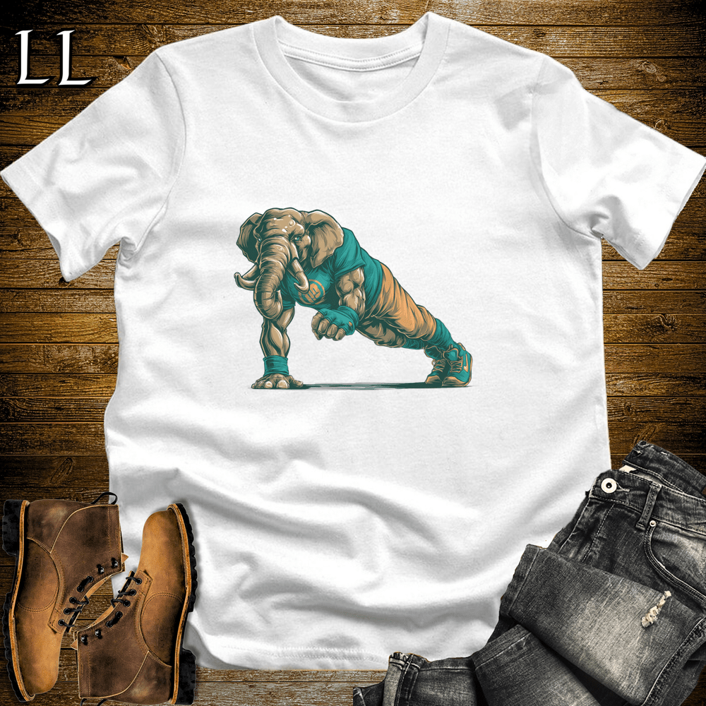 Gym Beast Pushup Aqua Elephant White | Pushup Aqua Elephant Gym Beast Tee