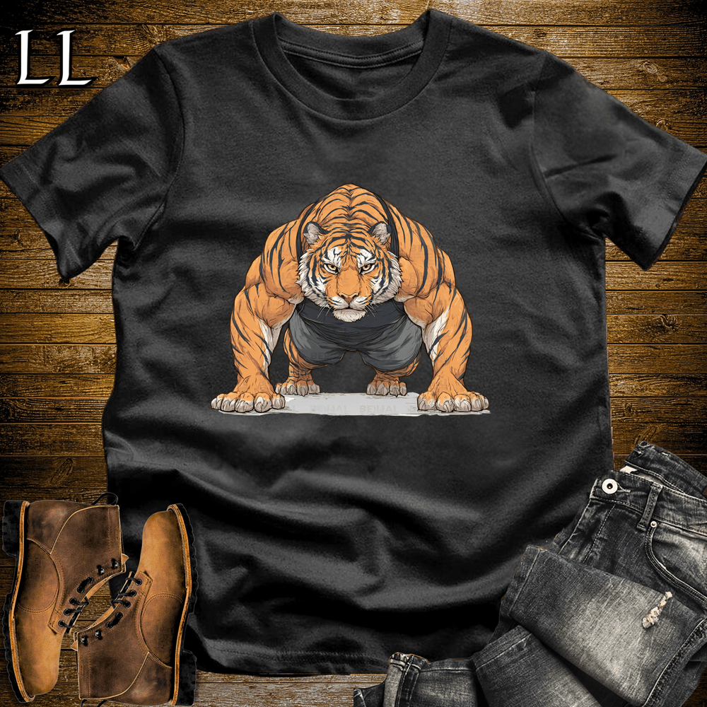 Gym Beast Bengal Tiger Pushup Black | Upper Body Tee