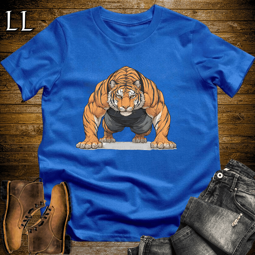Gym Beast Pushup Bengal Tiger Royal Blue | Pushup Bengal Tiger Gym Beast Tee