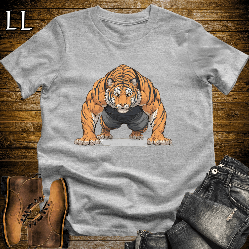 Gym Beast Bengal Tiger Pushup Sport Grey | Upper Body Tee