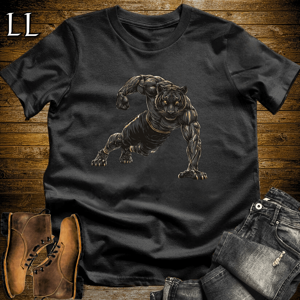Gym Beast Black Tiger Pushup Black | Gym Strength Tee