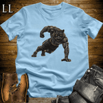 Gym Beast Pushup Black Tiger Light Blue | Gym Strength Shirt
