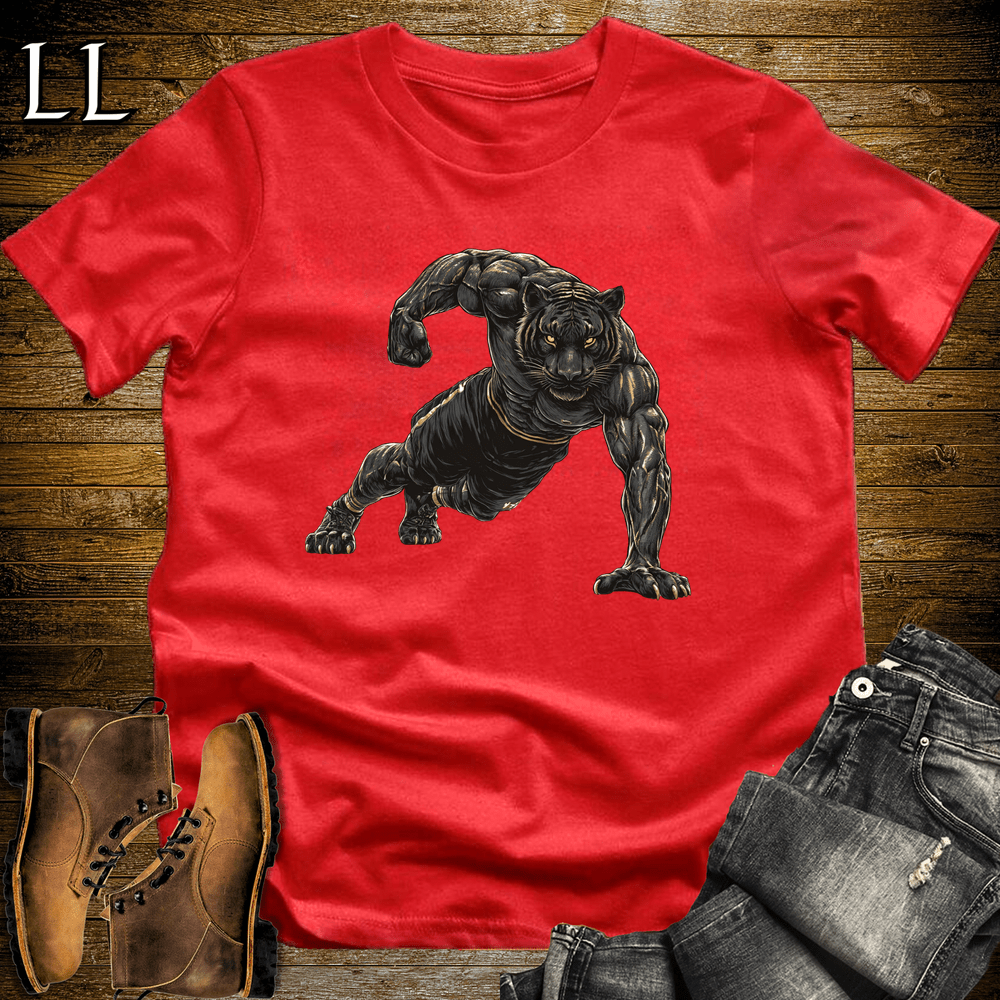 Gym Beast Pushup Black Tiger Red | Gym Strength Shirt