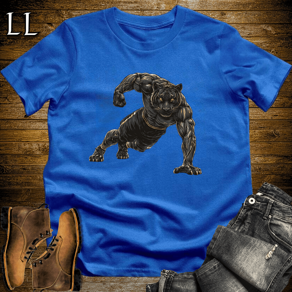 Gym Beast Black Tiger Pushup Royal | Gym Strength Tee