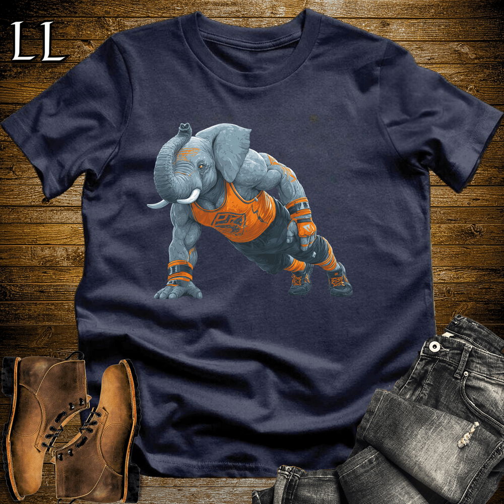 Gym Beast Pushup Orange Elephant Navy | Pushup Orange Elephant Gym Beast Tee