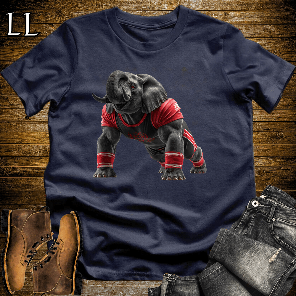 Gym Beast Pushup Red Elephant Navy | Gym Strength Tee