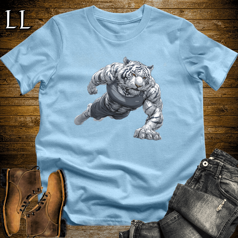 Gym Beast Pushup Siberian Tiger Light Blue | Strength Tee