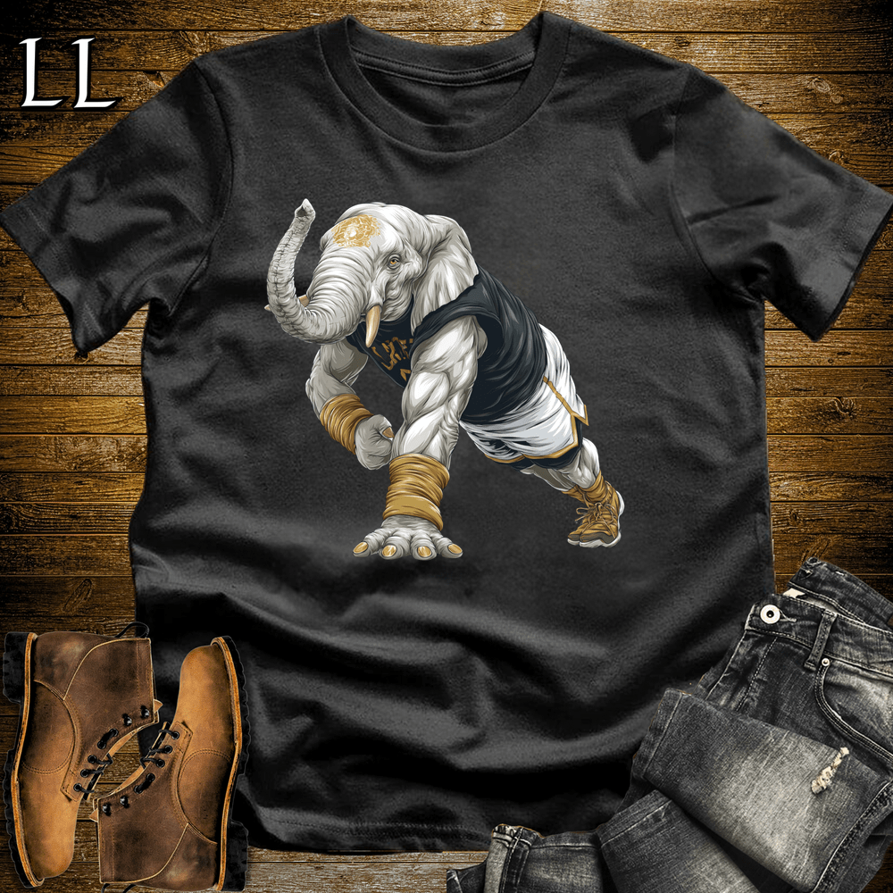 Gym Beast Pushup White Elephant Black | Pushup White Elephant Gym Beast Tee