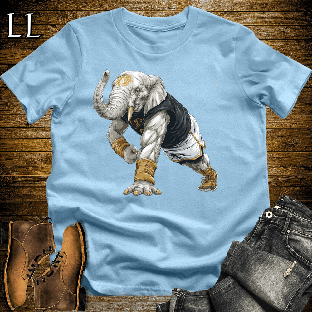 Gym Beast Pushup White Elephant Light Blue | Pushup White Elephant Gym Beast Tee