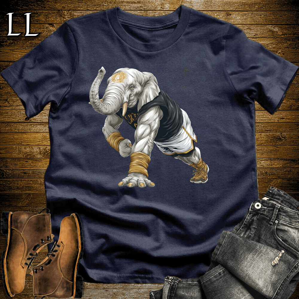 Gym Beast White Elephant Pushup Navy | Upper Body Tee