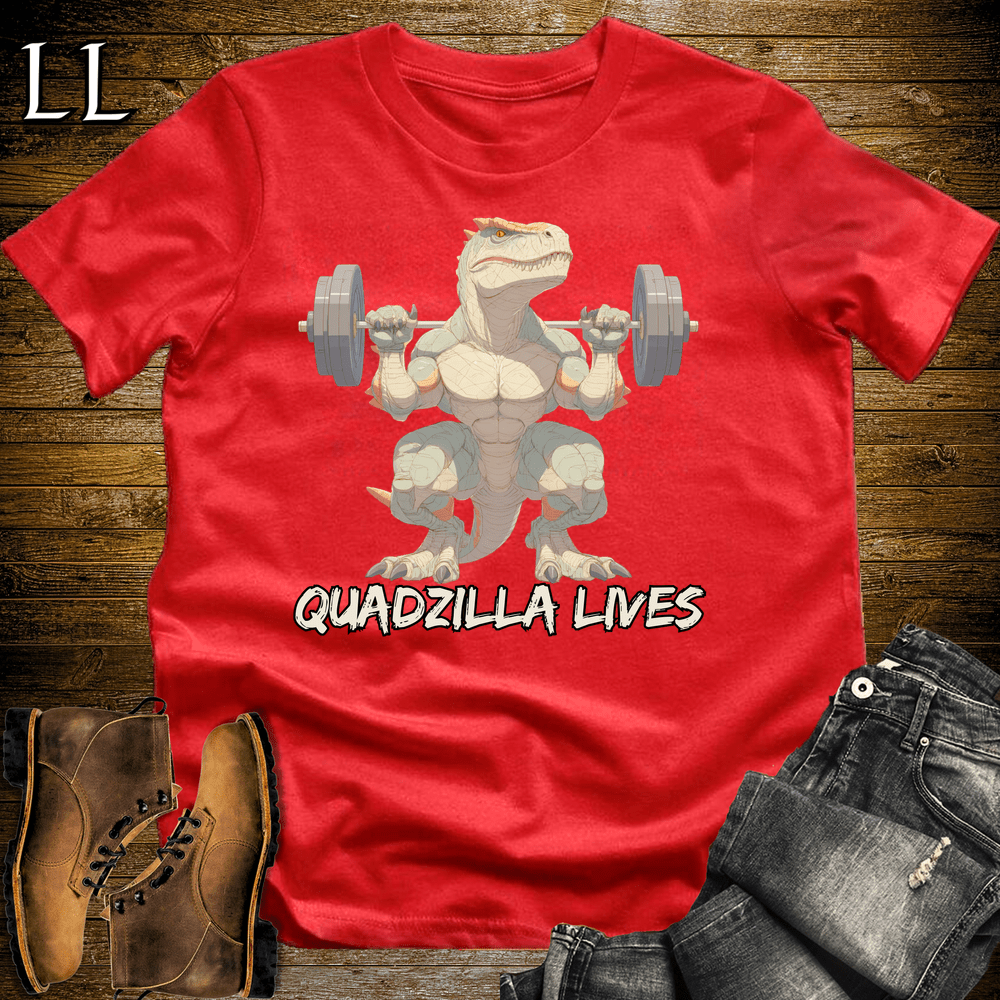 Gym Beast Quadzilla Lives Red | Leg Day Shirt