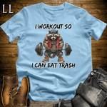 Gym Beast Racoon Workout Light Blue | Funny Gym Tee