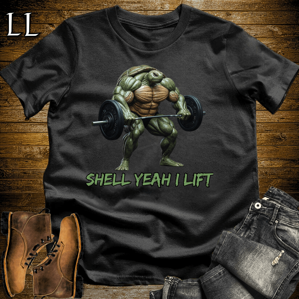 Gym Beast Shell Yeah I Lift Black | Funny Gym Quote Tee