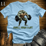 Gym Beast Shell Yeah I Lift Light Blue | Funny Gym Quote Tee