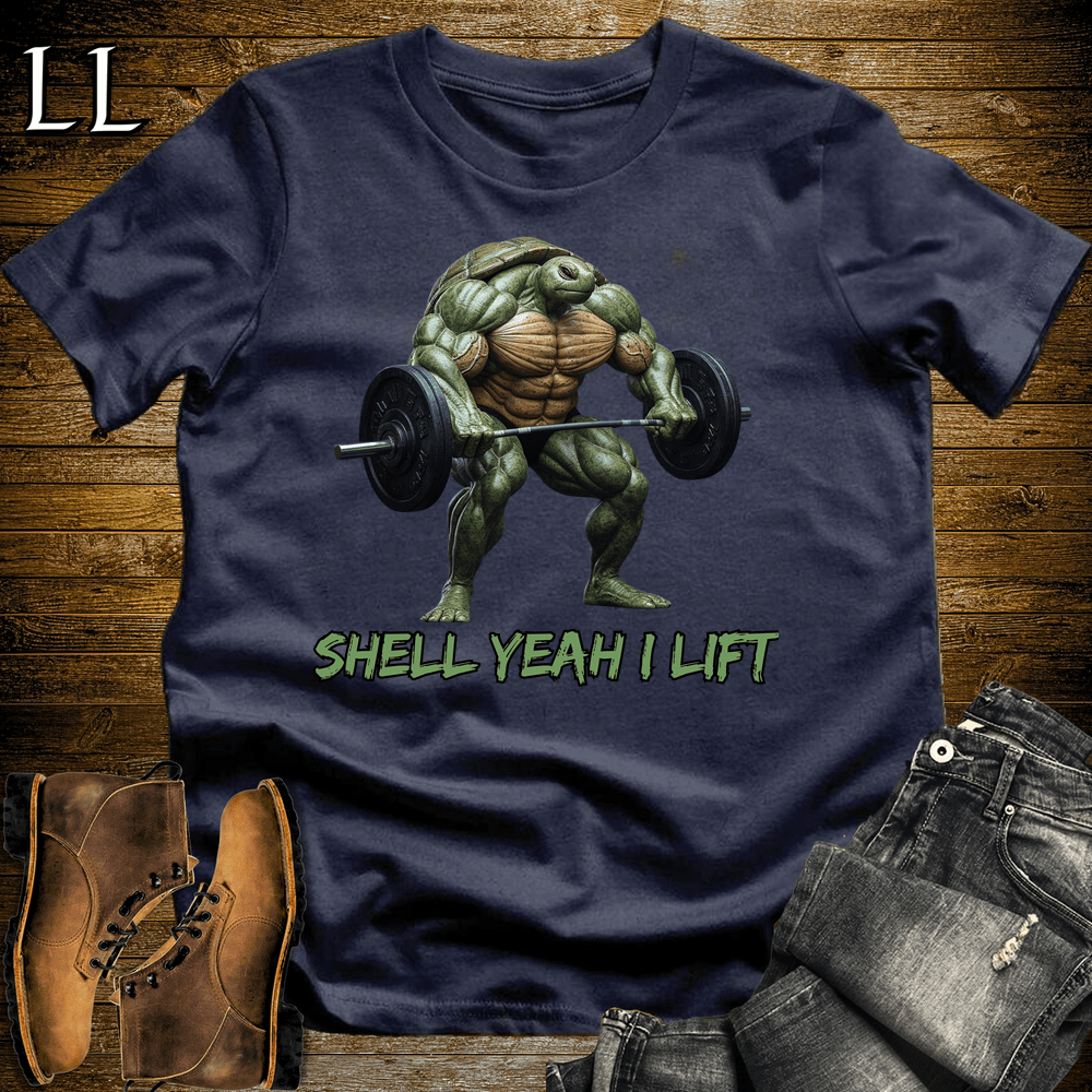 Gym Beast Shell Yeah I Lift Navy | Funny Gym Quote Tee