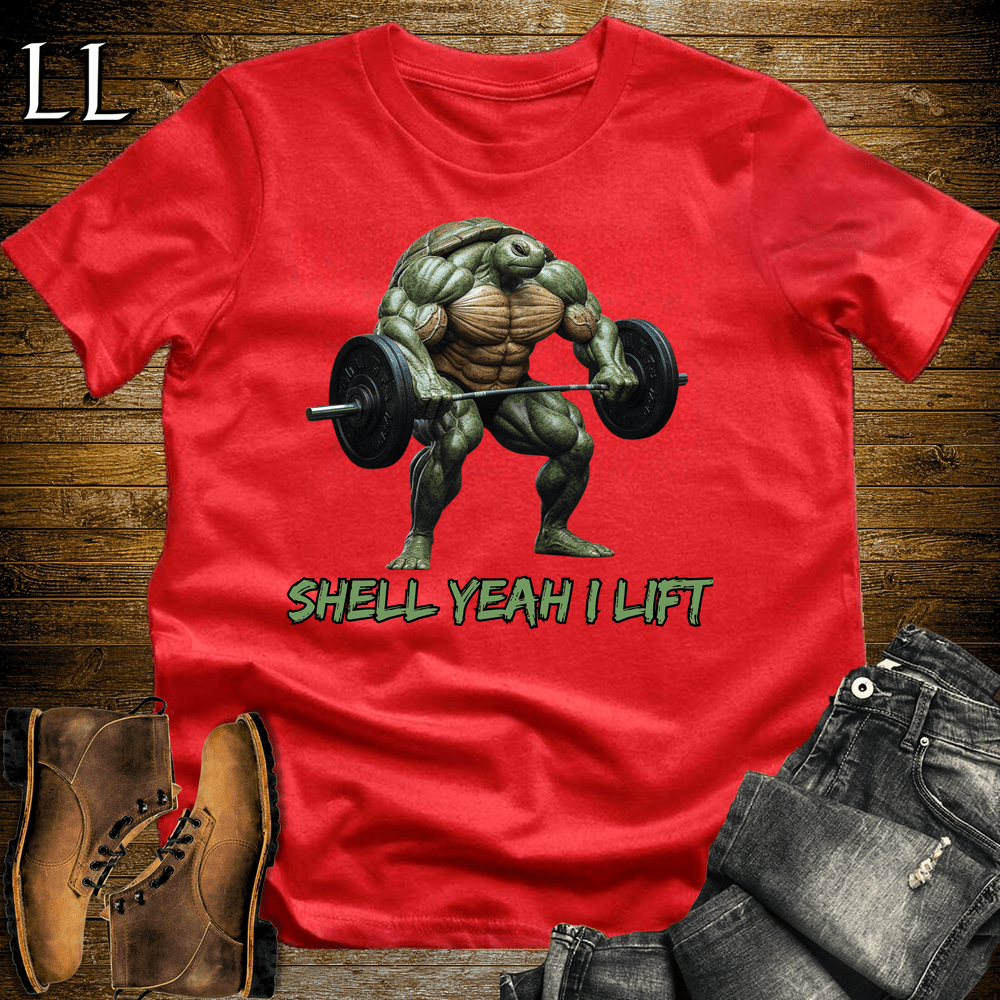 Gym Beast Shell Yeah I Lift Red | Funny Gym Quote Tee