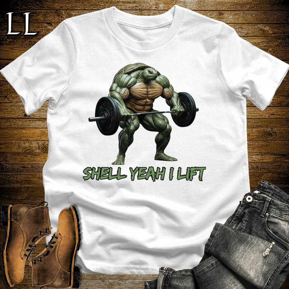 Gym Beast Shell Yeah I Lift White | Funny Gym Quote Tee