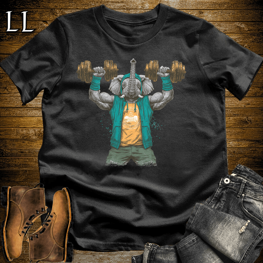 Gym Beast Shoulder Press Aqua Elephant Black | Elephant Gym Shirt