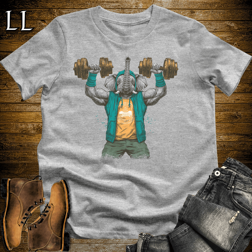 Gym Beast Shoulder Press Aqua Elephant Sport Grey | Elephant Gym Shirt