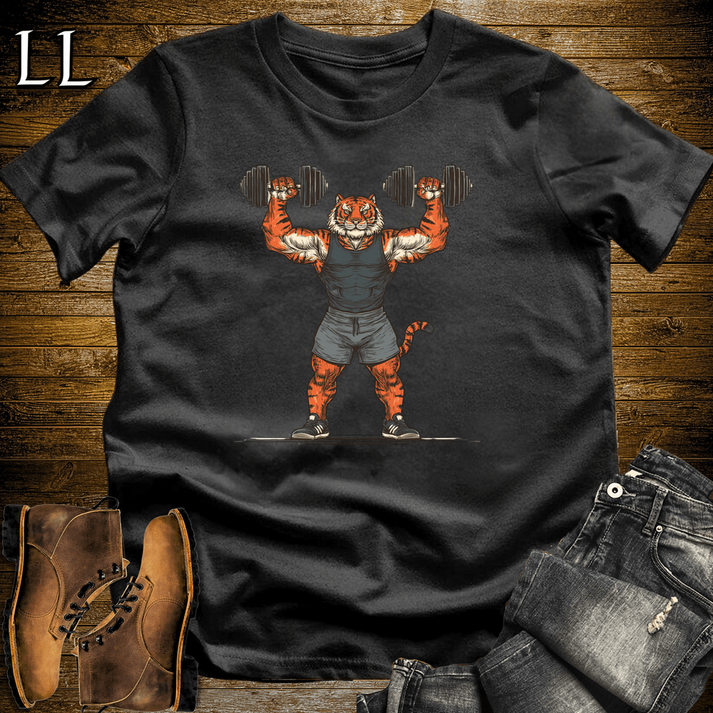 Gym Beast Shoulder Press Bengal Tiger Black | Tiger Gym Shirt