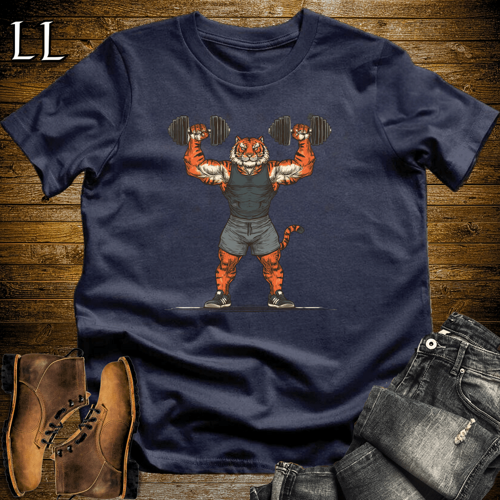 Gym Beast Shoulder Press Bengal Tiger Navy | Tiger Gym Shirt