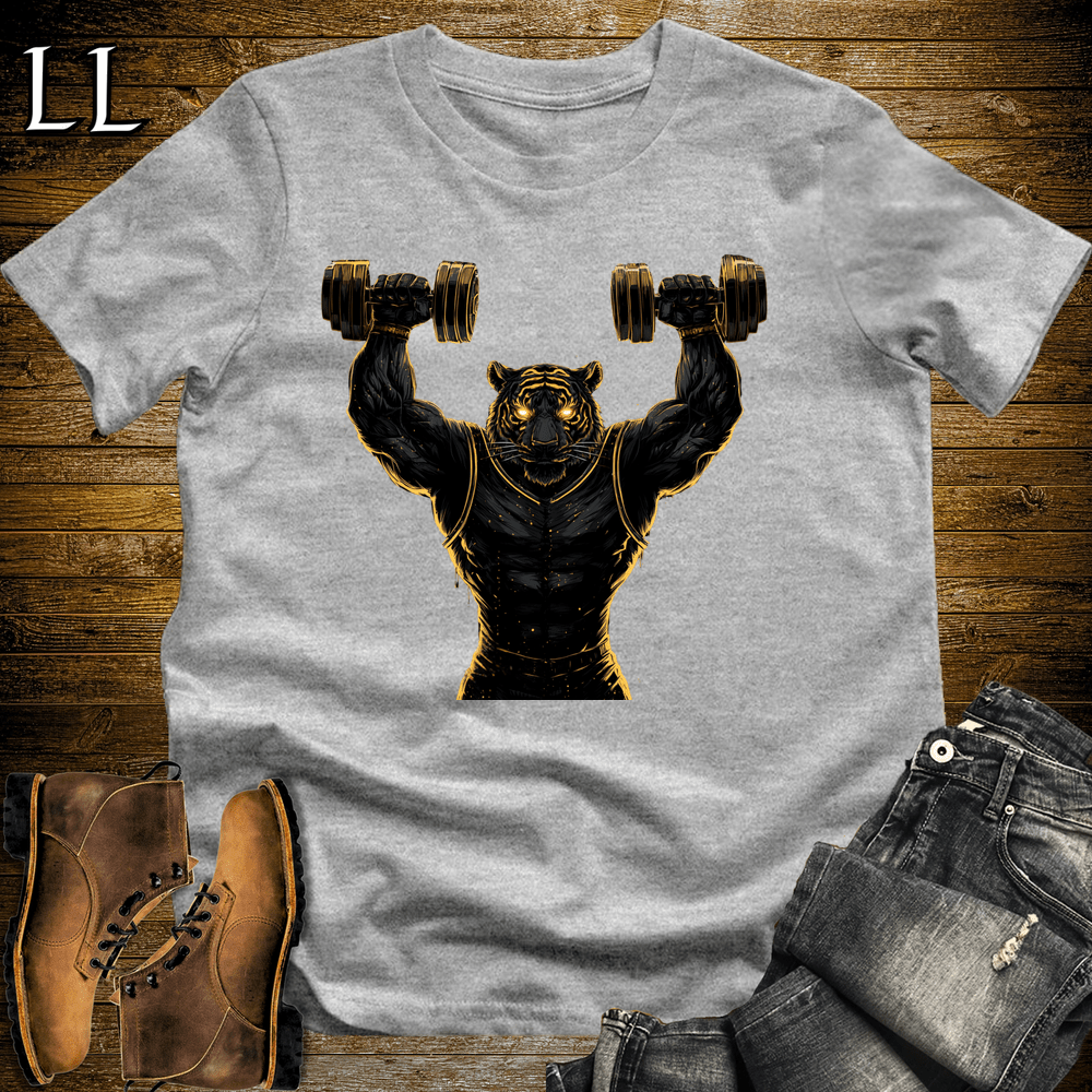 Gym Beast Black Tiger Sport Grey | Shoulder Press Tee
