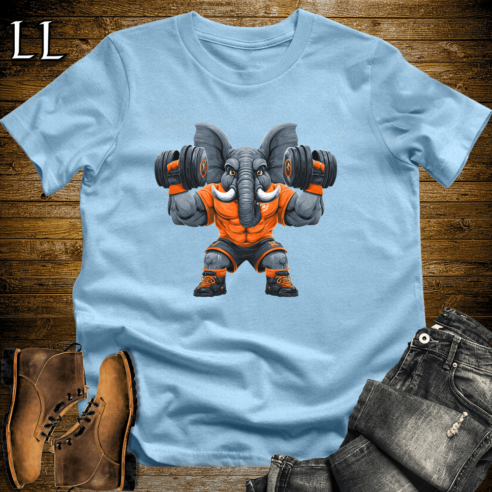 Gym Beast Orange Elephant Light Blue | Shoulder Press Tee