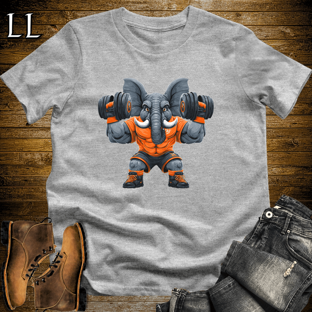 Gym Beast Orange Elephant Sport Grey | Shoulder Press Tee