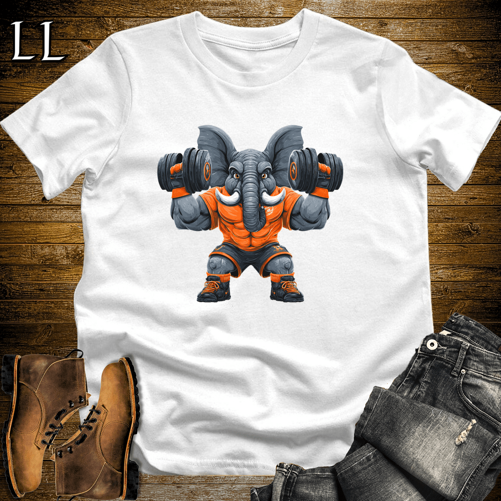 Gym Beast Orange Elephant White | Shoulder Press Tee