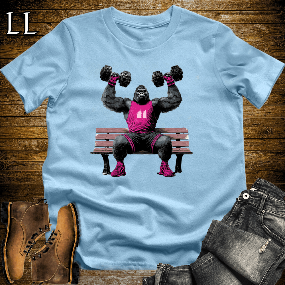 Gym Beast Shoulder Press Pink Gorilla Light Blue | Lift Tee