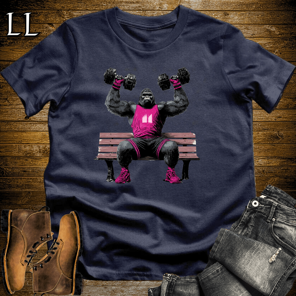 Gym Beast Shoulder Press Pink Gorilla Navy | Lift Tee