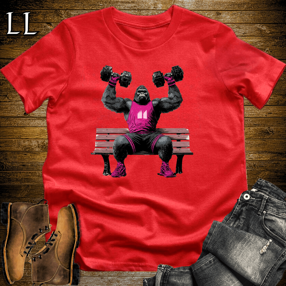 Gym Beast Shoulder Press Pink Gorilla Red | Lift Tee