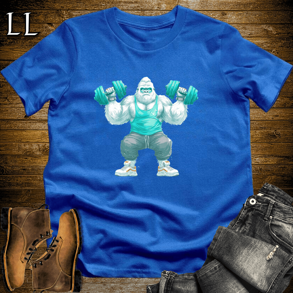 Shoulder Press White Gorilla Royal | Gym Beast Tee