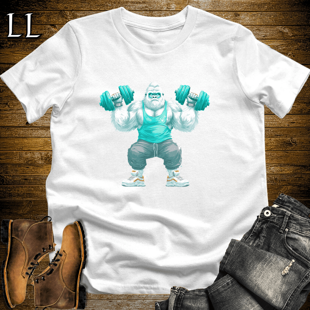Shoulder Press White Gorilla White | Gym Beast Tee