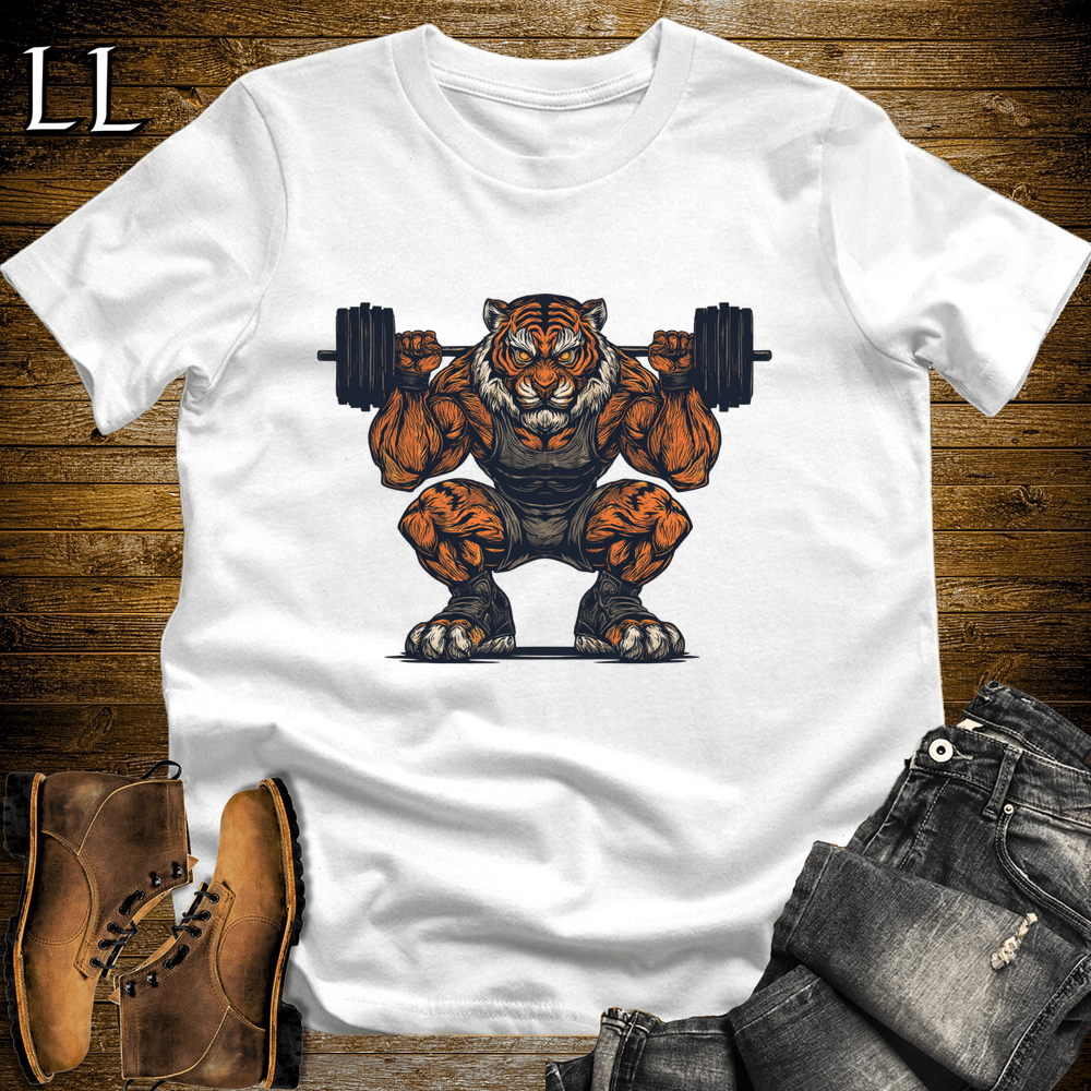 Squat Bengal Tiger White | Gym Beast Gift Tee