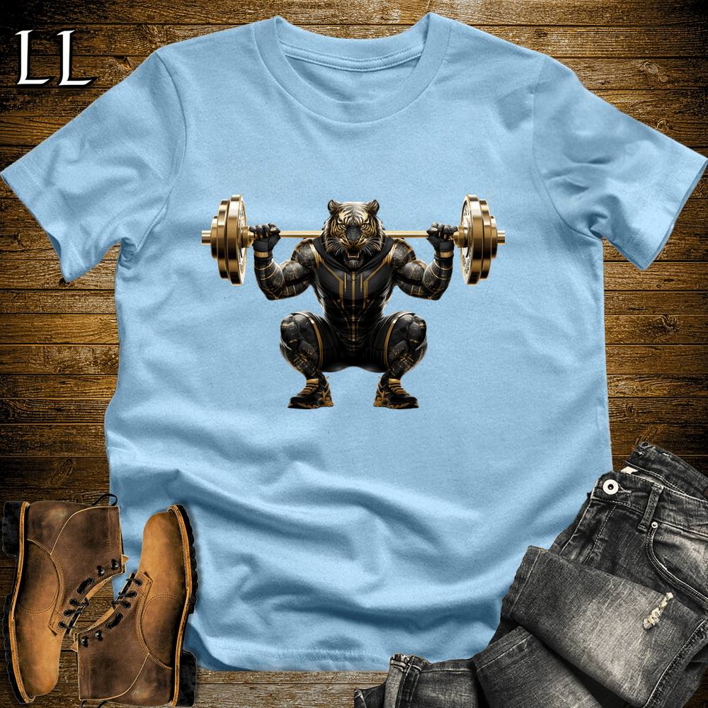 Squat Black Tiger Light Blue | Gym Beast Gift Tee