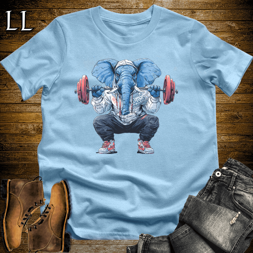 Squat Blue Elephant Light Blue | Gym Beast Gift Tee