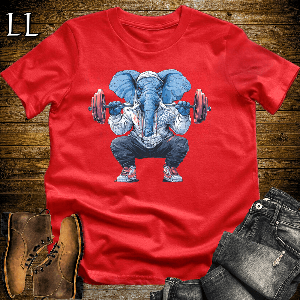 Squat Blue Elephant Red | Gym Beast Gift Tee