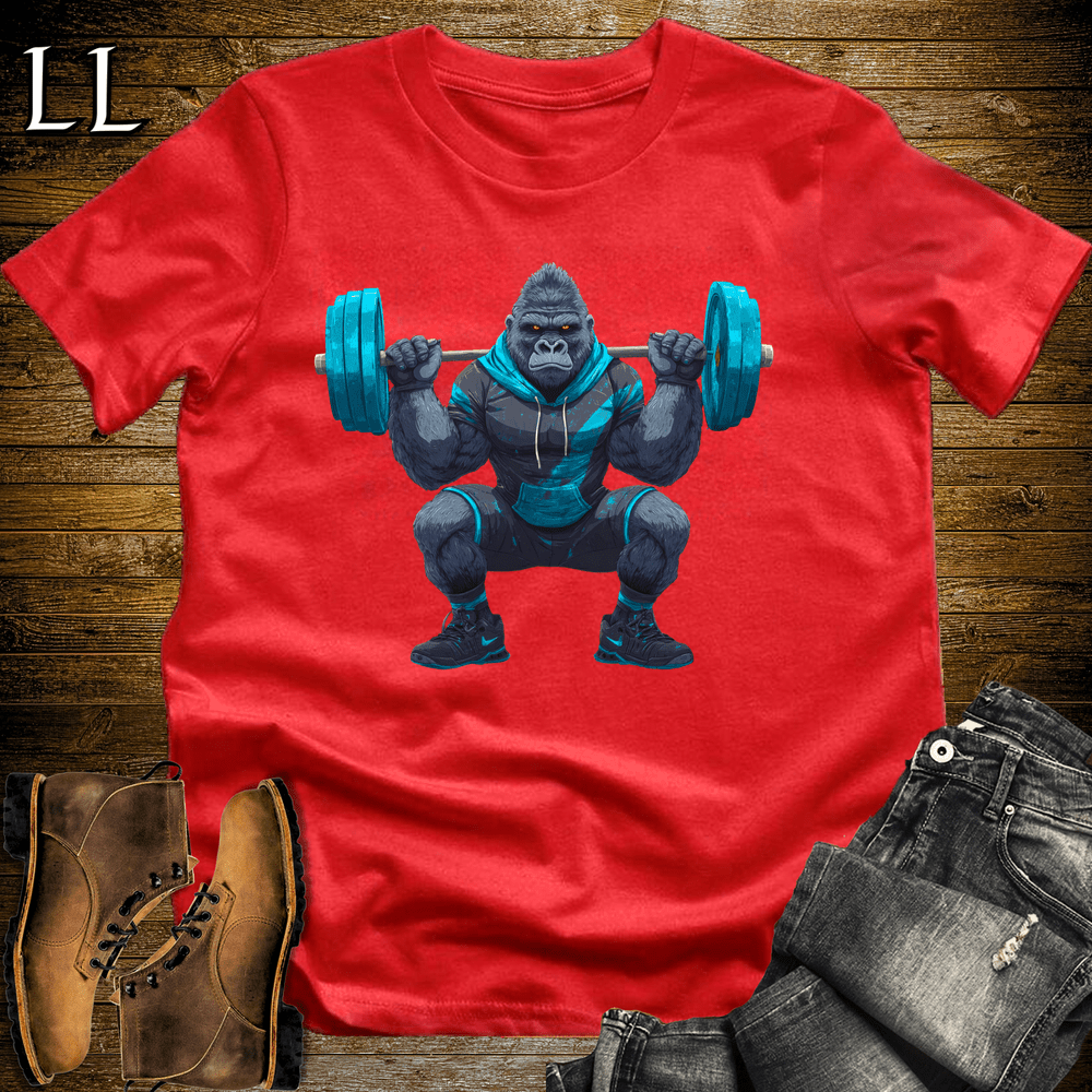 Squat Blue Gorilla Red | Gym Beast Gift Tee