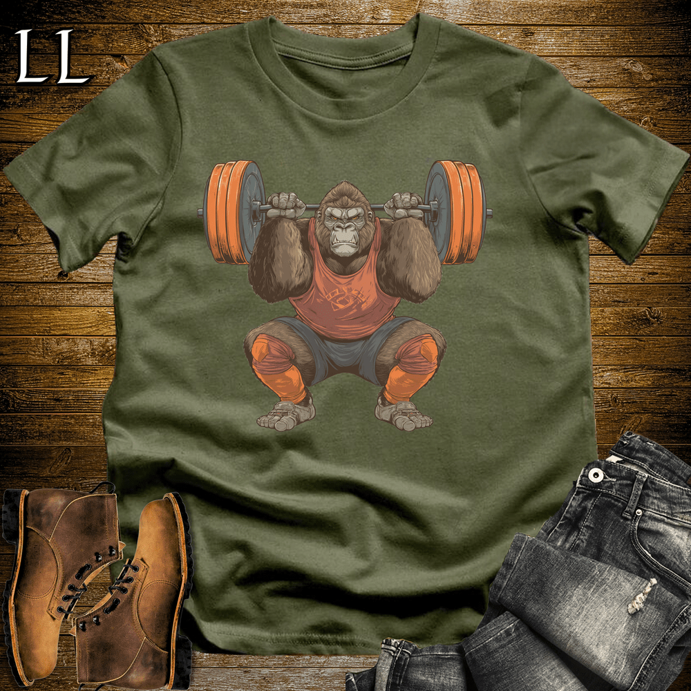 Squat Brown Gorilla Military Green | Gym Beast Gift Tee