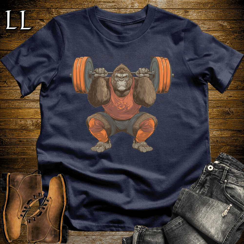 Squat Brown Gorilla Navy | Gym Beast Gift Tee