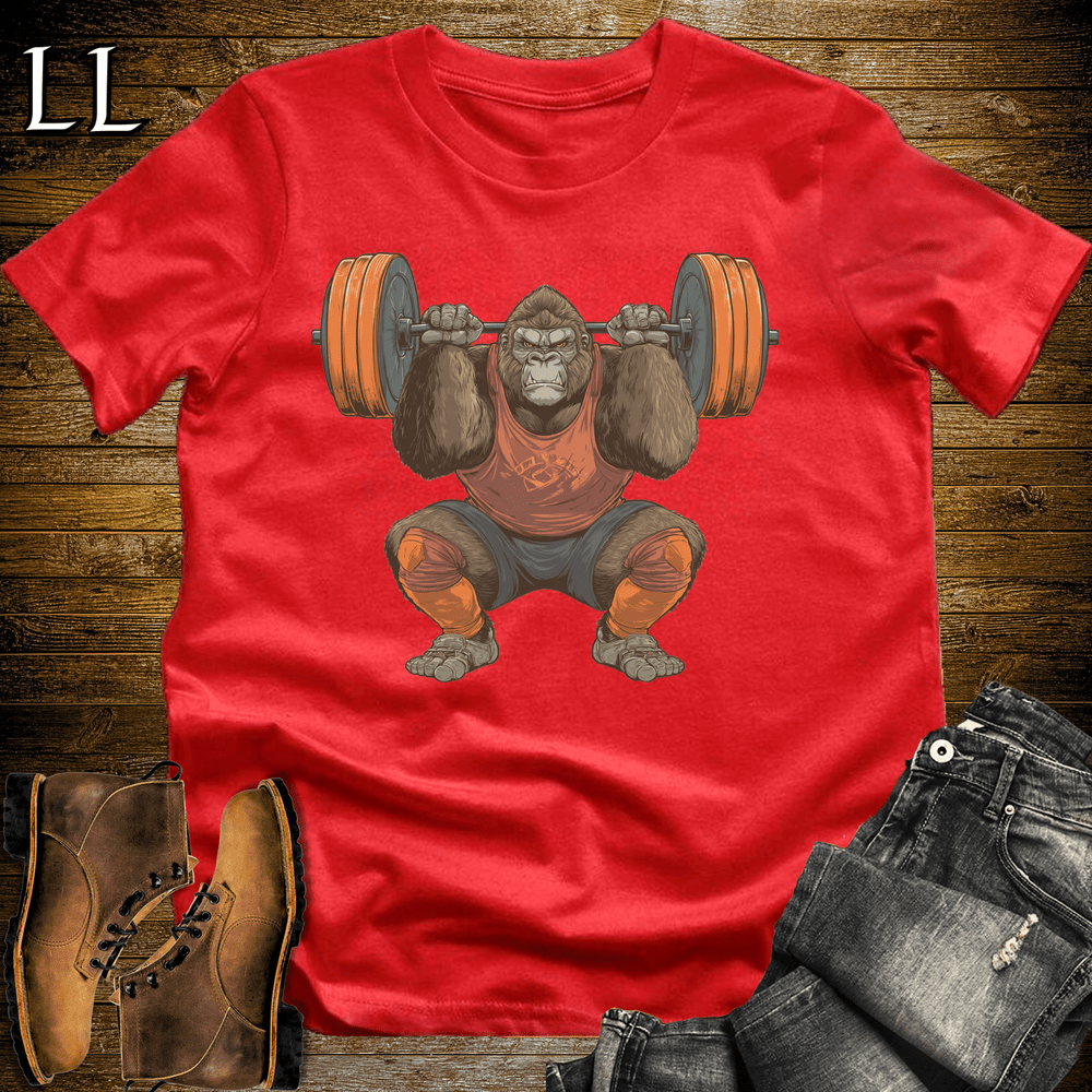 Squat Brown Gorilla Red | Gym Beast Gift Tee