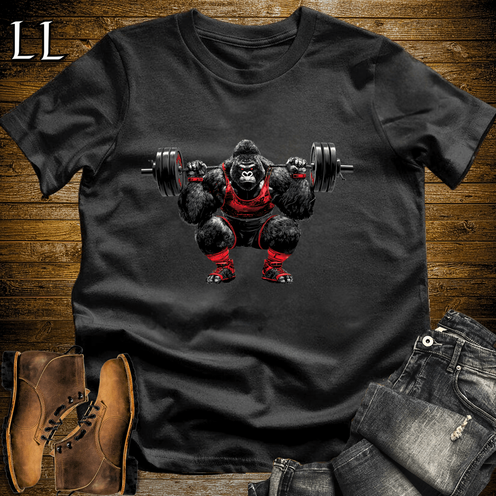 Squat Red Gorilla Black | Gym Beast Gift Tee