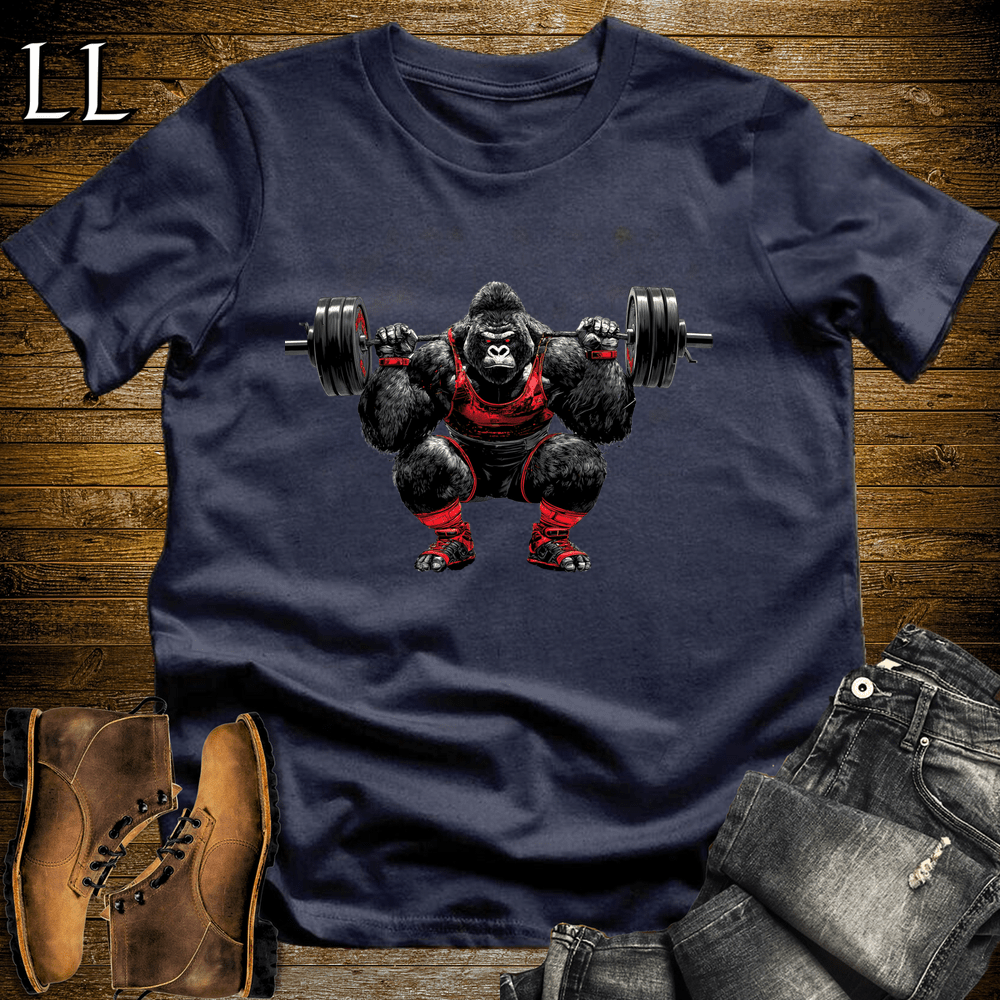 Squat Red Gorilla Navy | Gym Beast Gift Tee